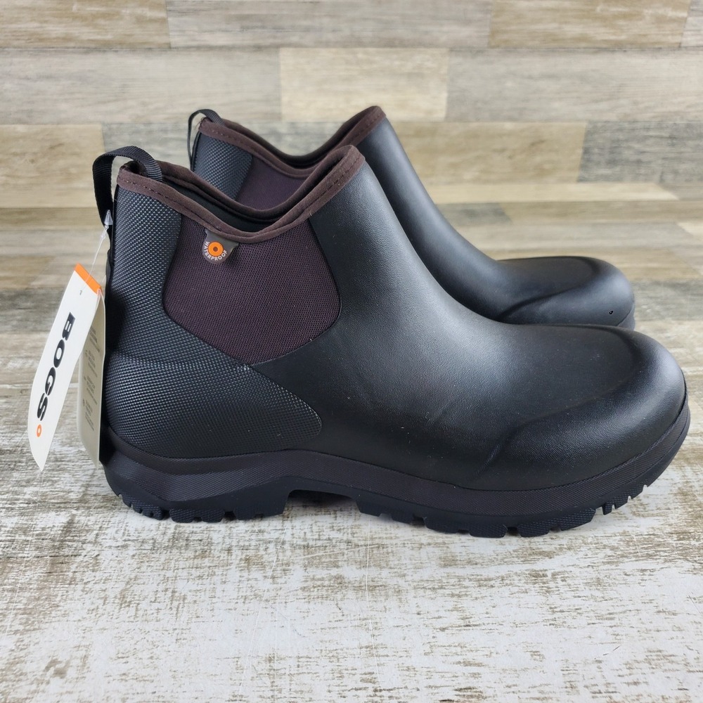 Bogs Sauvie Chelsea II Mens Waterproof Boots Shoes Sz 12 Black Rubber Pull On